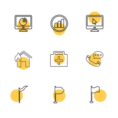 çeşitli semboller ile minimalist vektör simge kümesi