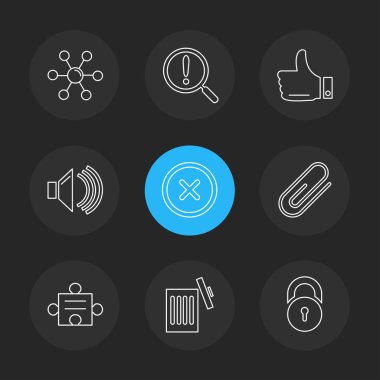 farklı minimalist düz vektör app simgeler siyah arka plan üzerine çevrelerinde