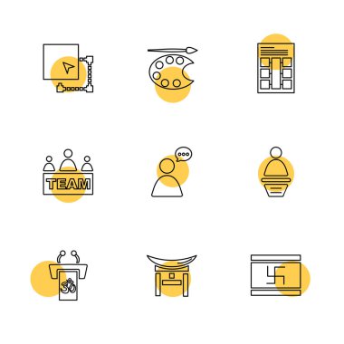 çeşitli semboller ile minimalist vektör simge kümesi