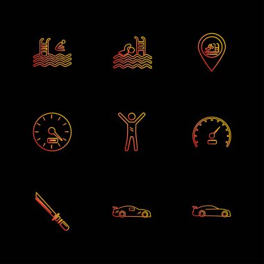 farklı minimalist düz vektör app simgeler siyah arka plan üzerine