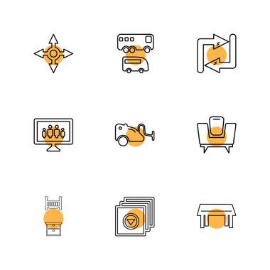 çeşitli semboller ile minimalist vektör simge kümesi