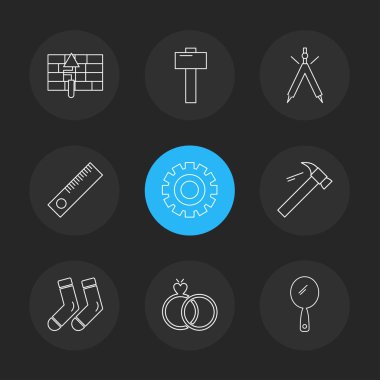 çeşitli semboller ile minimalist vektör simge kümesi