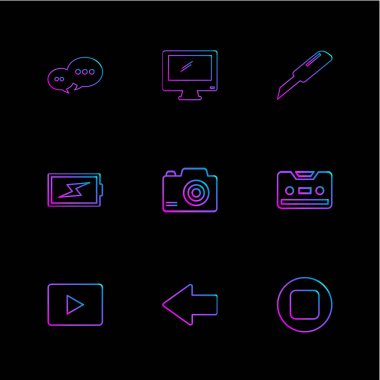 Bilgisayarlar, dijital cihazlar ve becerikli alet düğme düz stil ikonları ayarla