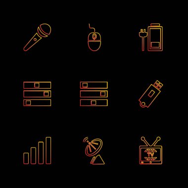 Bilgisayarlar, dijital cihazlar ve becerikli alet düğme düz stil ikonları ayarla