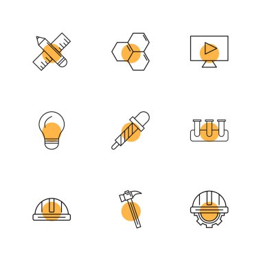 çeşitli semboller ile minimalist vektör simge kümesi