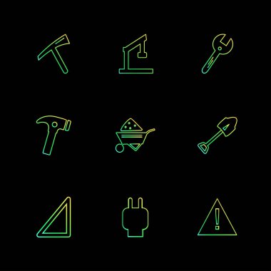 çeşitli semboller ile minimalist vektör simge kümesi