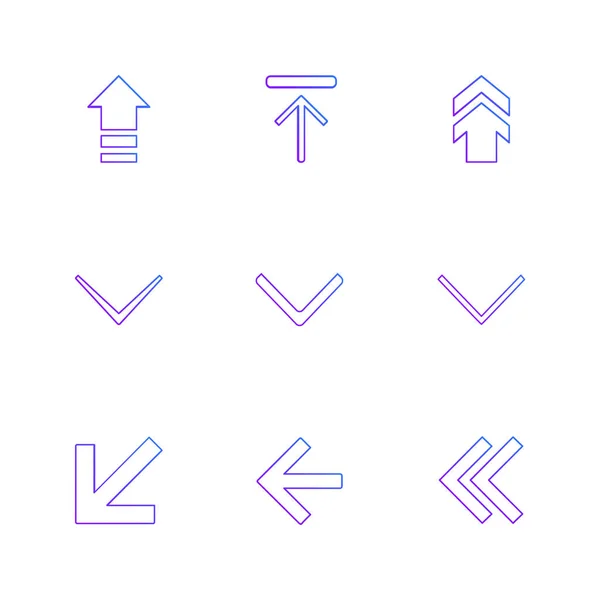 Flèches Directions Pointeurs Icônes Créatives Ensemble Conception Vectorielle Collection Plate — Image vectorielle