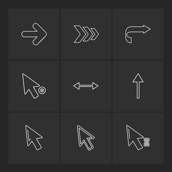 Flechas Direcciones Punteros Iconos Creativos Conjunto Vector Diseño Colección Plana — Vector de stock