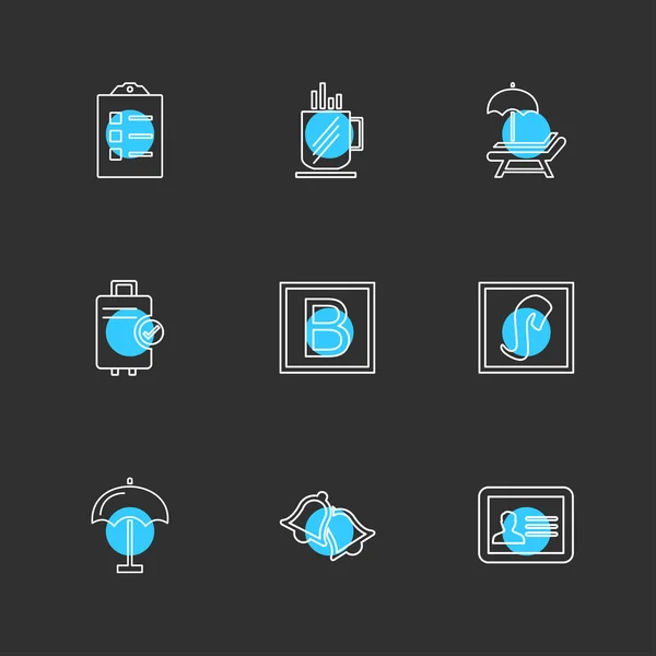 Different Minimalistic Flat Vector App Icons Black Background — Stock Vector