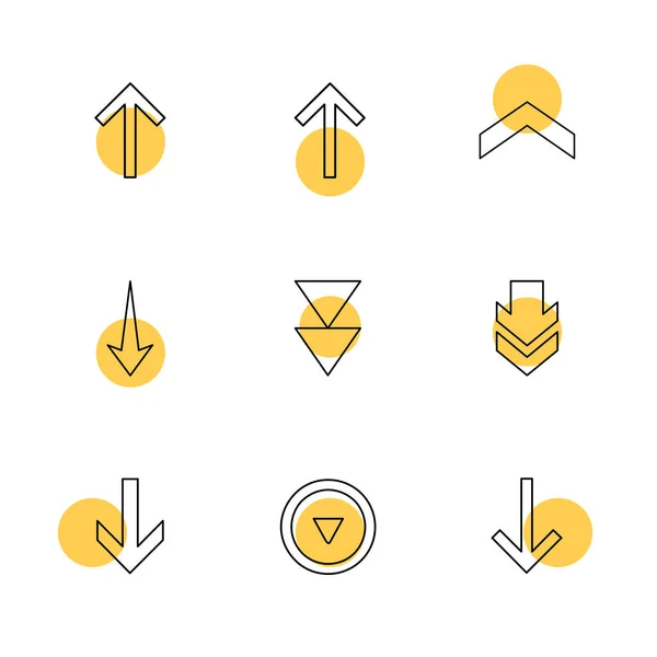 Flèches Directions Pointeurs Icônes Créatives Ensemble Conception Vectorielle Collection Plate — Image vectorielle