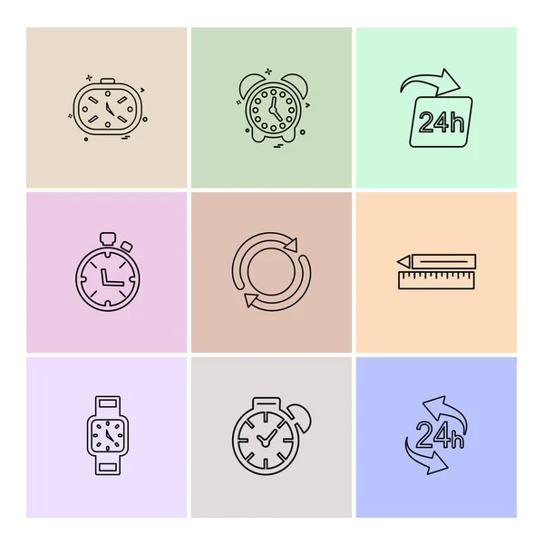 Diverse Icone Minimaliste App Vettoriali Piatte Colorate — Vettoriale Stock