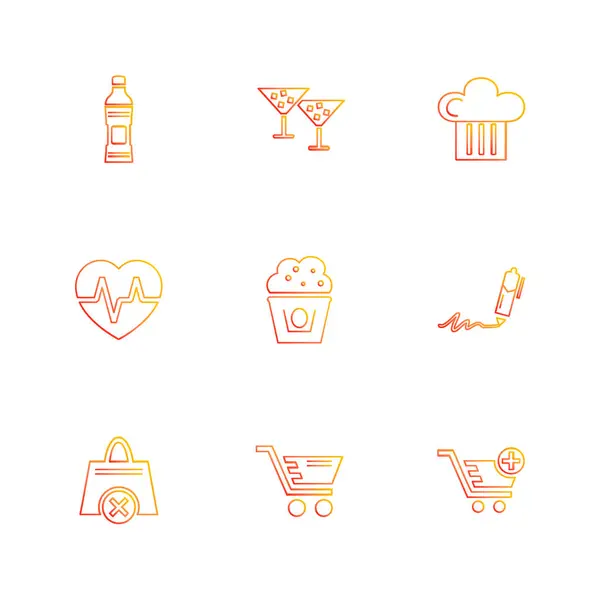 Conjunto Varios Iconos Aplicaciones Vectoriales Minimalistas — Vector de stock