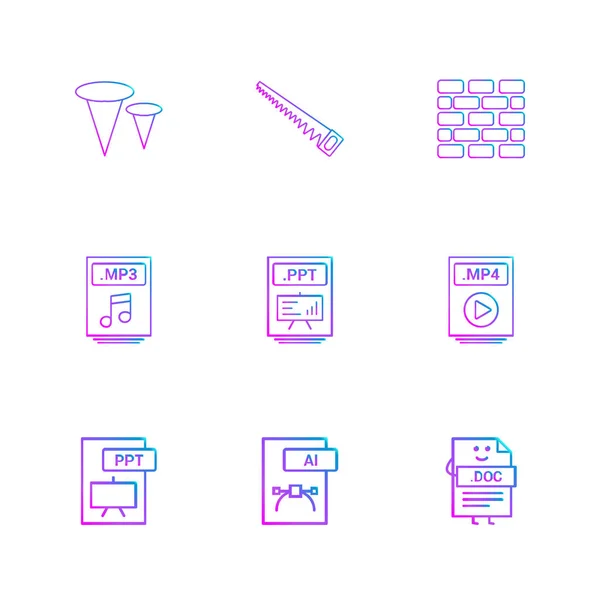 Ensemble Diverses Icônes Vectorielles Minimalistes App — Image vectorielle