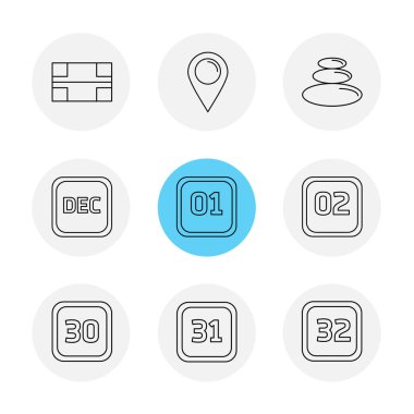Beyaz arka plan üzerinde çevrelerde farklı minimalist düz vektör app simgeleri