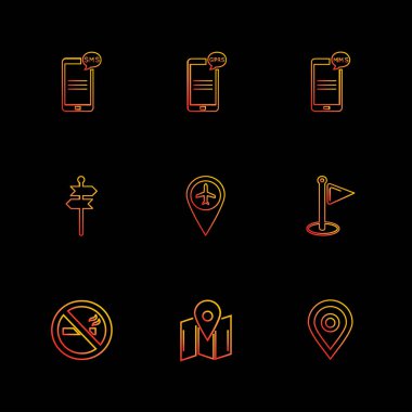 siyah arka plan, çeşitli düz app simgeler vektör yaratıcı 