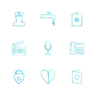 Beyaz arka plan üzerinde farklı minimalist düz vektör app simgeleri