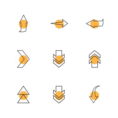 oklar yön işaretçiler yaratıcı simgeler ayarla, düz özel koleksiyon vektör