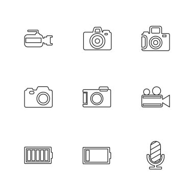 Beyaz arka plan üzerinde farklı minimalist düz vektör app simgeleri