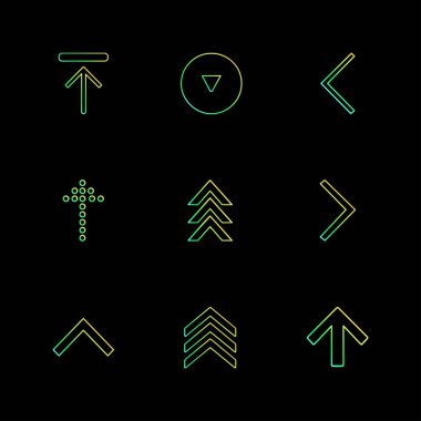 oklar yön işaretçiler yaratıcı simgeler ayarla, düz özel koleksiyon vektör