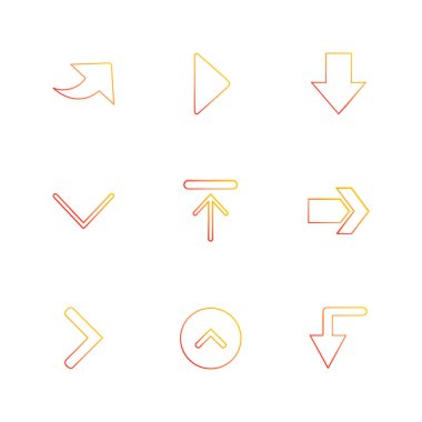 oklar yön işaretçiler yaratıcı simgeler ayarla, düz özel koleksiyon vektör