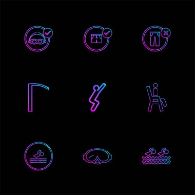 siyah arka plan, dijital sanat, çeşitli düz vektör app simgeleri 