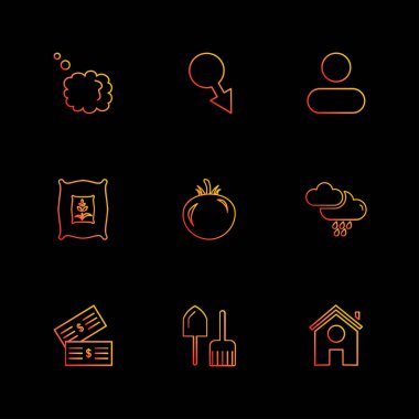 çeşitli semboller ile minimalist vektör simge kümesi