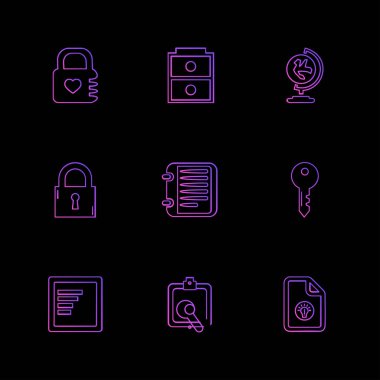 farklı minimalist düz vektör app simgeler siyah arka plan üzerine