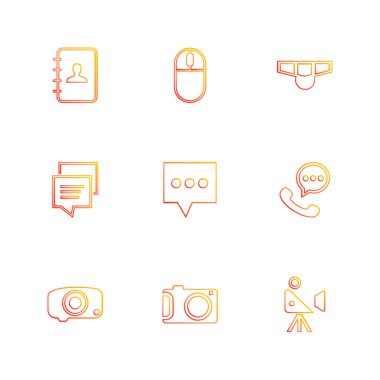 Beyaz arka plan üzerinde renkli farklı minimalist düz vektör app simgeleri