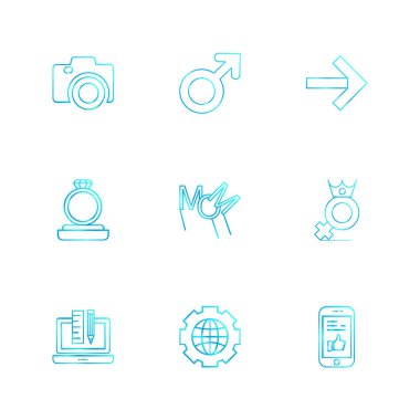 minimalist vektör simgeler çeşitli nesneler ve simgeler kümesi