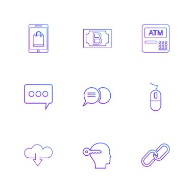 Beyaz arka plan üzerinde renkli farklı minimalist düz vektör app simgeleri