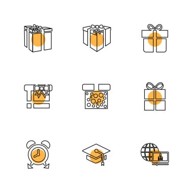 Beyaz arka plan üzerinde farklı minimalist düz vektör app simgeleri