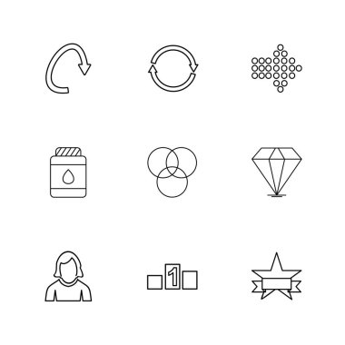 Beyaz arka plan üzerinde farklı liner minimalist düz vektör app simgeleri