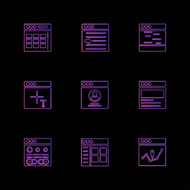 farklı minimalist düz vektör app simgeler siyah arka plan üzerine