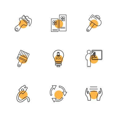 Beyaz arka plan üzerinde farklı minimalist düz vektör app simgeleri