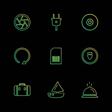 çeşitli semboller ile minimalist vektör simge kümesi