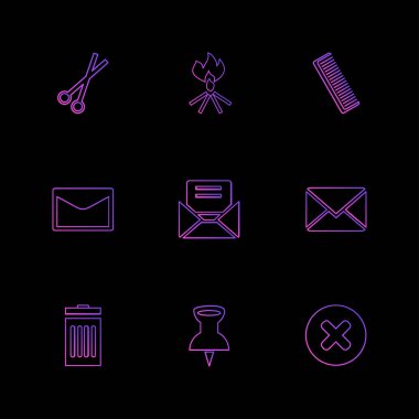 farklı minimalist düz vektör app simgeler siyah arka plan üzerine