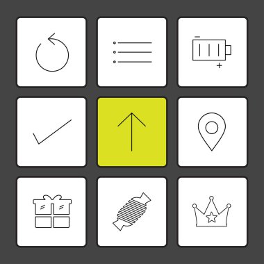 çeşitli nesneler ve simgeler ile minimalist vektör simge kümesi