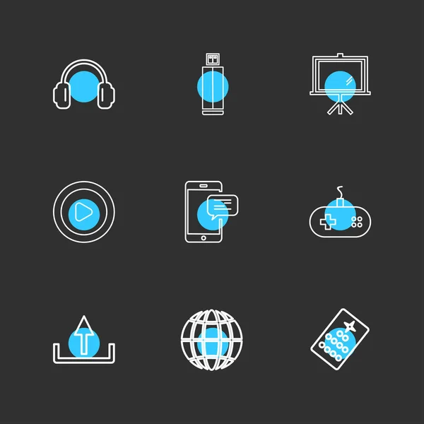 Computers Digital Devices Gadgets Buttons Set Flat Style Icons — Stock Vector