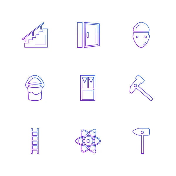 Set Van Minimalistische Vector Iconen Met Verschillende Symbolen — Stockvector