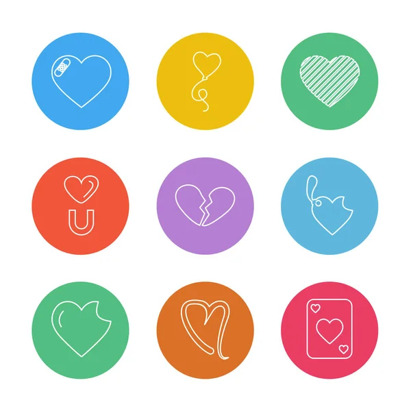 Set Minimalistic Vector Icons Love Theme — Stock Vector