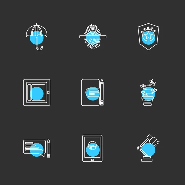 Différentes Icônes Application Vectorielle Plate Minimaliste Avec Des Cercles Colorés — Image vectorielle