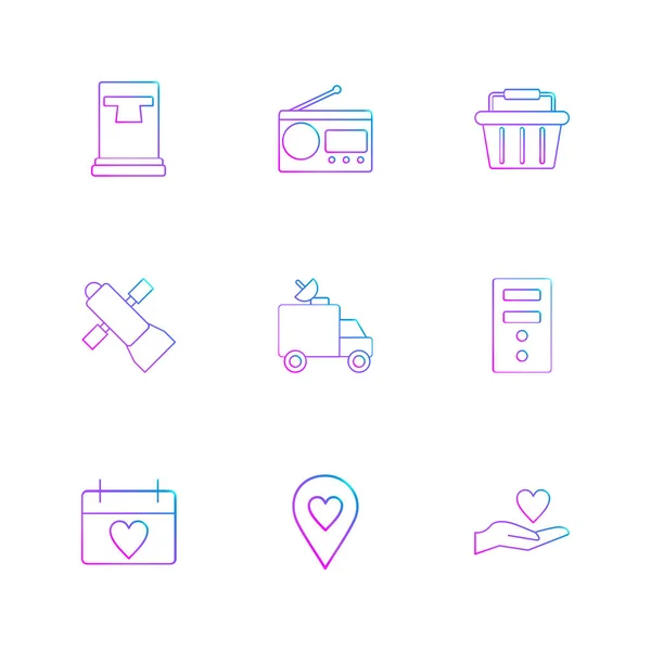 Conjunto Iconos Vectoriales Minimalistas Con Varios Símbolos — Vector de stock