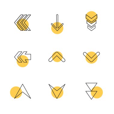 oklar yön işaretçiler yaratıcı simgeler ayarla, düz özel koleksiyon vektör