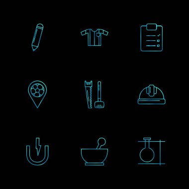 siyah arka plan üzerinde renkli farklı minimalist düz vektör app simgeleri