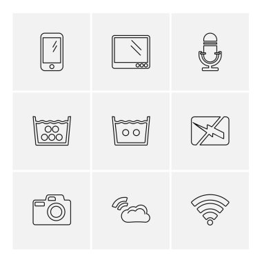 Bilgisayarlar, dijital cihazlar ve becerikli alet düğme düz stil ikonları ayarla