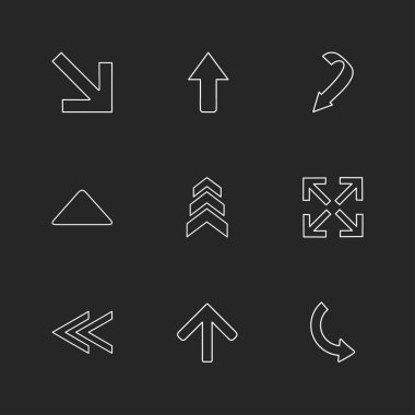 oklar yön işaretçiler yaratıcı simgeler ayarla, düz özel koleksiyon vektör