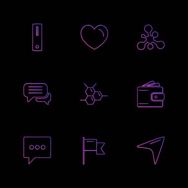 çeşitli semboller ile minimalist vektör simge kümesi