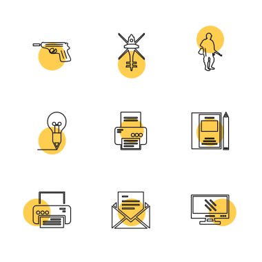 Bilgisayarlar, dijital cihazlar ve becerikli alet düğme düz stil ikonları ayarla