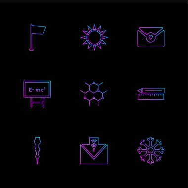 siyah arka plan, çeşitli düz vektör app simgeleri, eğitim ve hava kavramı 