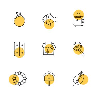 çeşitli semboller ile minimalist vektör simge kümesi